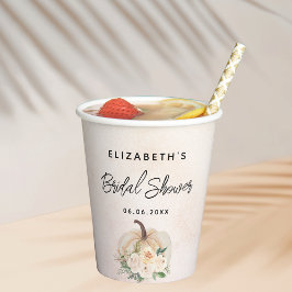 Vasos De Papel Calabaza de ducha de novia otoño crema oro rosa