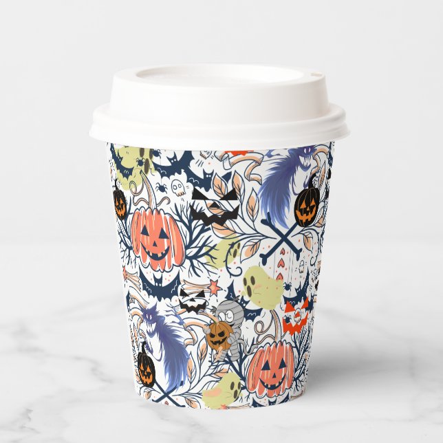 Vasos De Papel Calabaza de ghouls de halloween retro Mikitiez (Anverso)