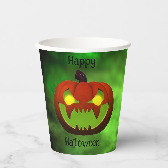 Vasos De Papel Calabaza de Halloween de mal gusto (Anverso)