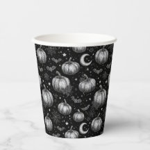 Calabaza de Halloween en blanco y negro, murciélag