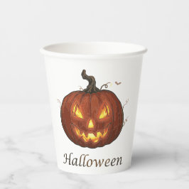 Vasos De Papel Calabaza de Halloween Jack-o'-Lantern Espeluznante