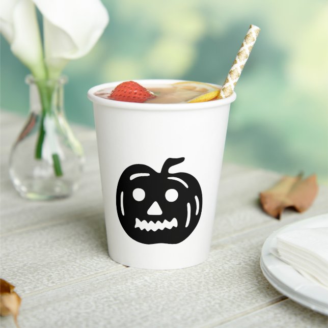 Vasos De Papel Calabaza de Halloween negra y blanca (in situ)