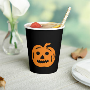 Vasos De Papel calabaza de Halloween negra y naranja