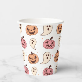 Vasos De Papel Calabaza de Halloween y tazas de papel fantasma