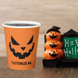 Vasos De Papel Calabaza de Jack aterradora personalizada Naranja
