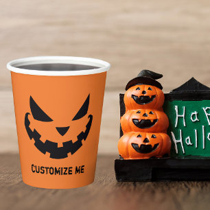 Vasos De Papel Calabaza de Jack aterradora personalizada Naranja