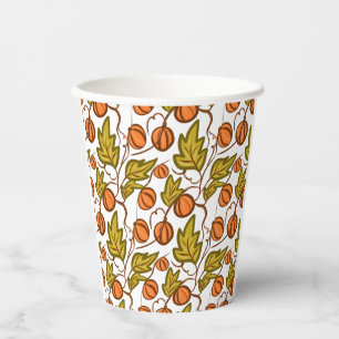 Vasos De Papel Calabaza de la mano de otoño dibujada