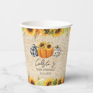 Vasos De Papel Calabaza de otoño Burlap Bebé de girasol Sprinkle