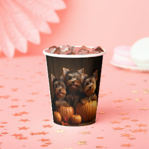 Vasos De Papel Calabaza deslumbrante de Yorkshire Terrier Puppy A
