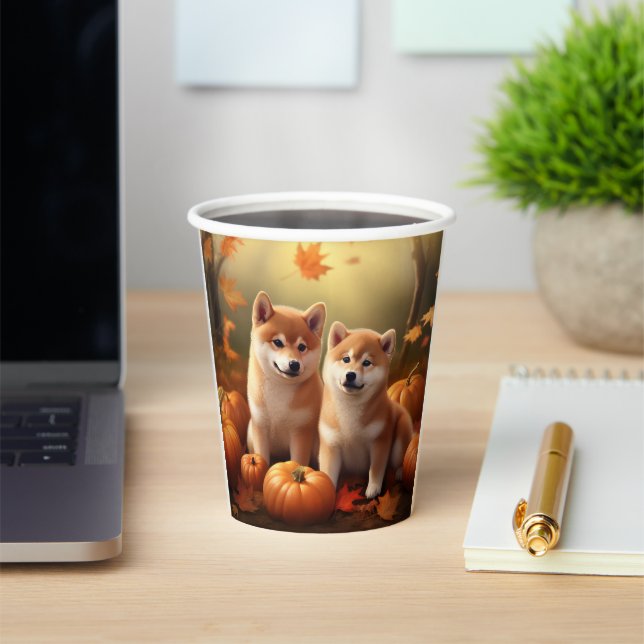 Vasos De Papel Calabaza deslumbrante Shiba Inu Puppy Otoño (in situ)