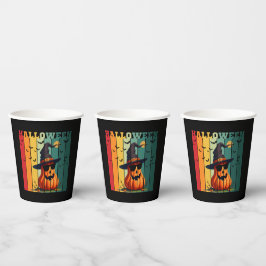 Vasos De Papel Calabaza divertida linda de Halloween vintage otoñ
