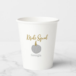 Vasos De Papel Calabaza dorada gris otoño novia escuadrón moderna