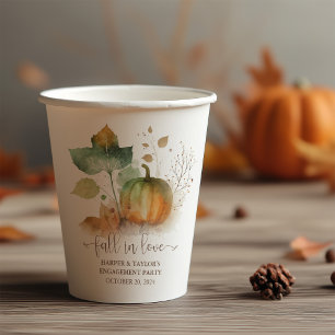 Vasos De Papel Calabaza elegante rústica enamorada