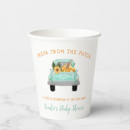 Vasos De Papel Calabaza En El Camino Del Camión Granjero Cae Baby