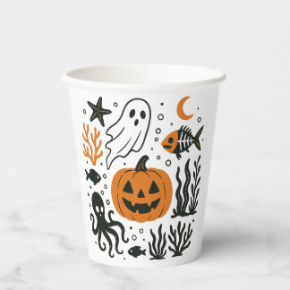 Vasos De Papel calabaza en el océano
