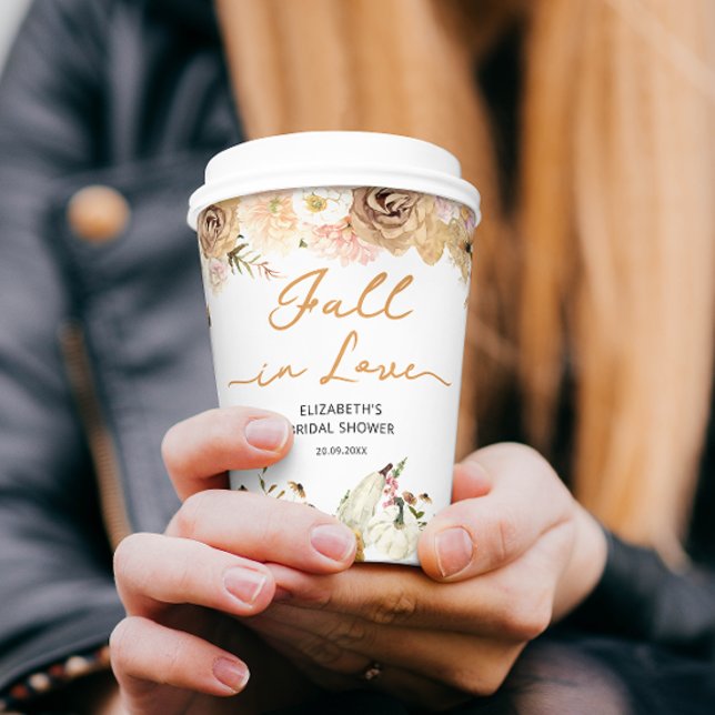 Vasos De Papel Calabaza enamorada con baby shower floral (Subido por el creador)