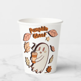 Vasos De Papel Calabaza fantasma otoño latte