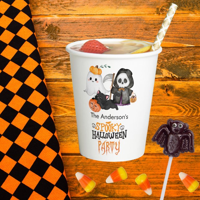 Vasos De Papel Calabaza Fantasma Segador Lindo Gato Negro Hallowe (Subido por el creador)