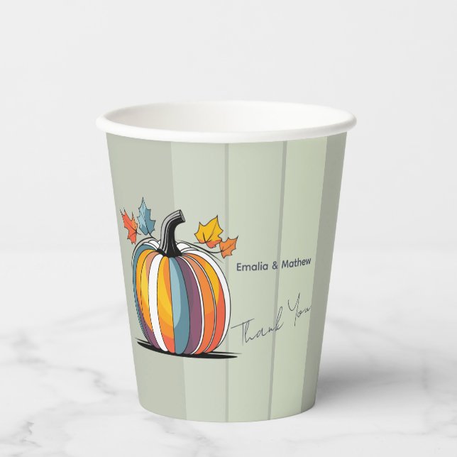 Vasos De Papel Calabaza feliz de Acción de Gracias (Anverso)