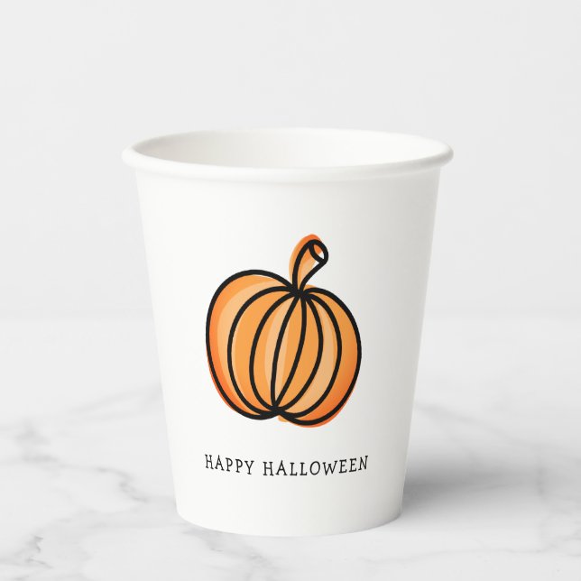 Vasos De Papel Calabaza feliz de Halloween (Anverso)