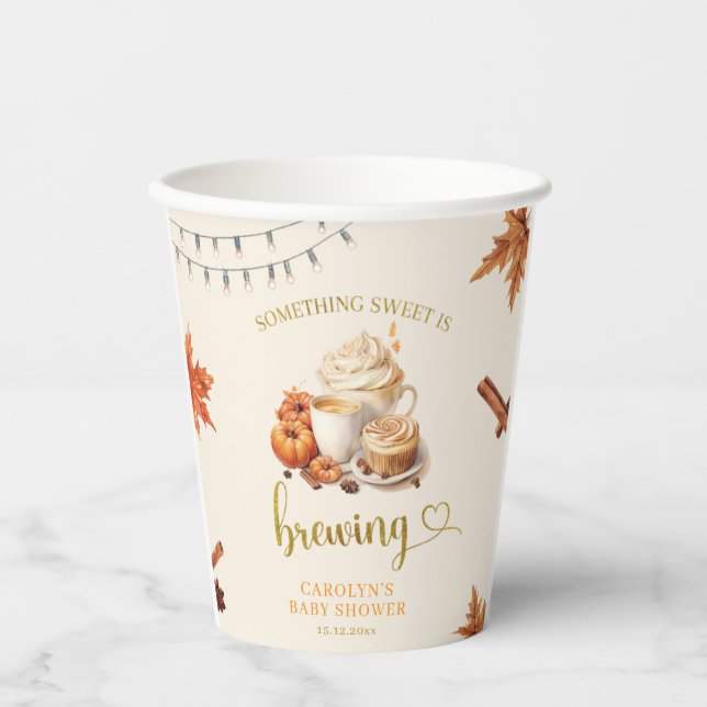 Vasos De Papel Calabaza otoñal está preparando café Ducha taza de (Anverso)
