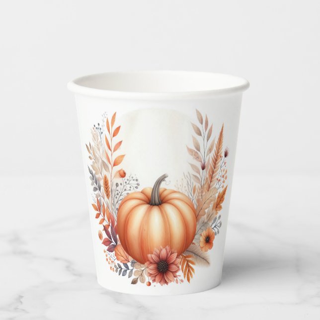 Vasos De Papel Calabaza otoño Baby Shower (Anverso)