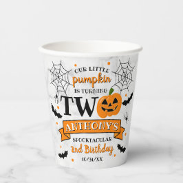 Vasos De Papel Calabaza pequeña cumple dos años de Halloween