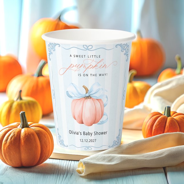 Vasos De Papel Calabaza Pequeña En El Camino Del Niño Baby Shower (Subido por el creador)