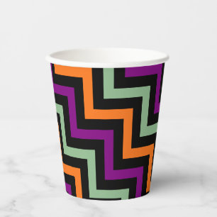 Vasos De Papel Calabaza, púrpura, verde y negra diagonal