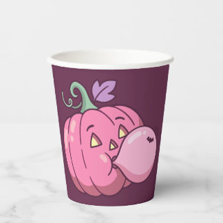 Vasos De Papel Calabaza rosa burbuja chicle Halloween pastel ador