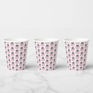 Vasos De Papel Calabaza rosa con arco negro