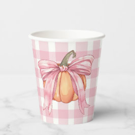Vasos De Papel Calabaza rosa de Gingham aferrada con un soplo