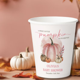 Vasos De Papel Calabaza rosa en su camino Chica rosada Baby Showe