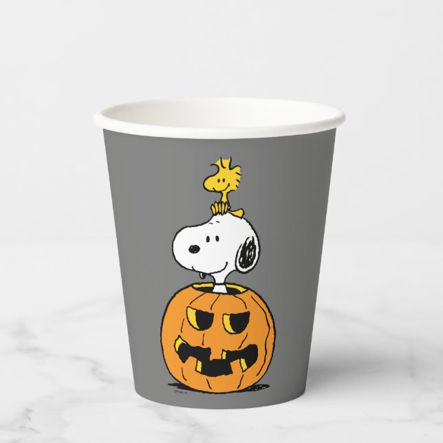 Vasos De Papel Calabaza Snoopy & Woodstock (Anverso)