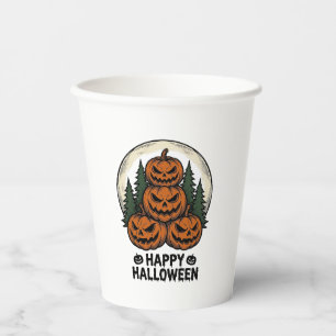 Vasos De Papel Calabaza Vintage Halloween Jack O Linterna Bosque