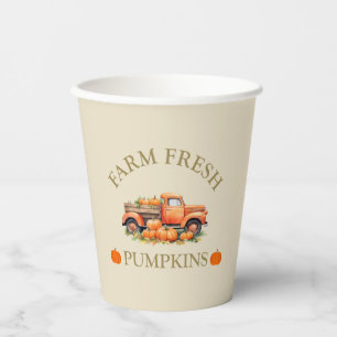 Vasos De Papel Calabazas acuáticas frescas de cultivo otoño