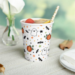 Vasos De Papel Calabazas Bats Fantasmas Patrón de Halloween