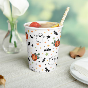 Vasos De Papel Calabazas Bats Fantasmas Patrón de Halloween