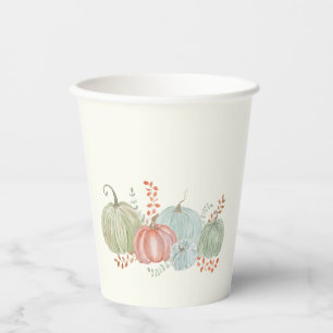 Vasos De Papel Calabazas de caída de acuarela