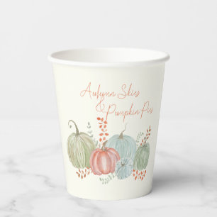 Vasos De Papel Calabazas de caída de acuarela