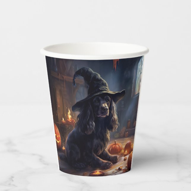 Vasos De Papel Calabazas de Cocker Spaniel Halloween Scary (Anverso)