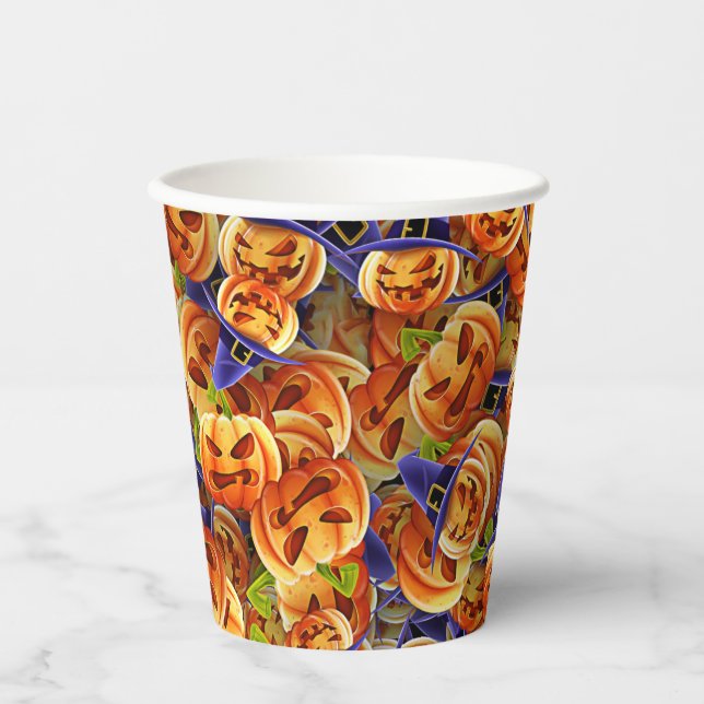 Vasos De Papel Calabazas de Halloween (Anverso)