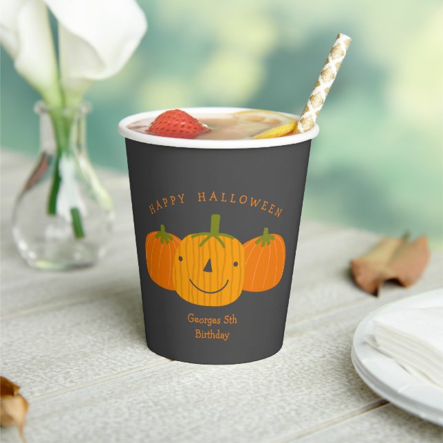 Vasos De Papel Calabazas de Halloween alegres taza de papel (in situ)