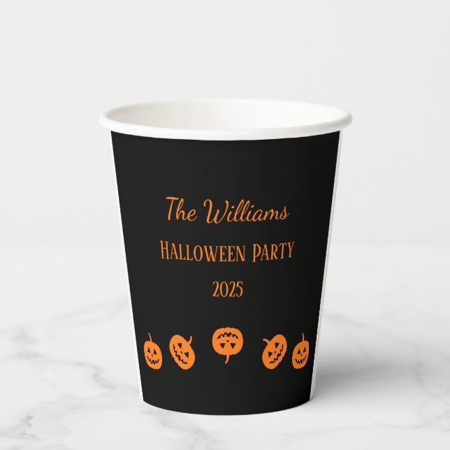 Vasos De Papel Calabazas de Naranja del partido Halloween (Reverso )