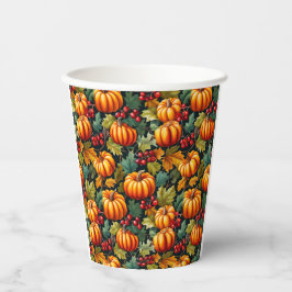 Vasos De Papel Calabazas en las hojas con bayas
