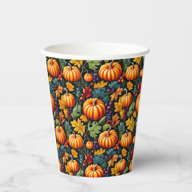Vasos De Papel Calabazas grandes y pequeñas caídas (Anverso)
