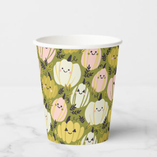 Vasos De Papel Calabazas rosas y verdes Tazas desechables