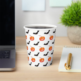 Vasos De Papel Calabazas y murciélagos de Halloween, truco o truc
