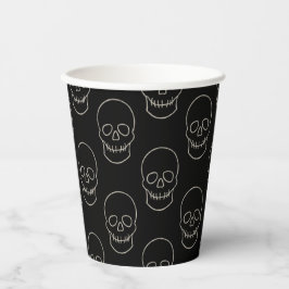 Vasos De Papel Calavera - Blanco negro y blanco hueso