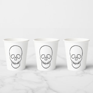 Vasos De Papel Calavera - Blanco y negro